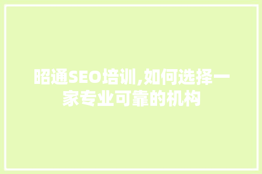 昭通SEO培训,如何选择一家专业可靠的机构