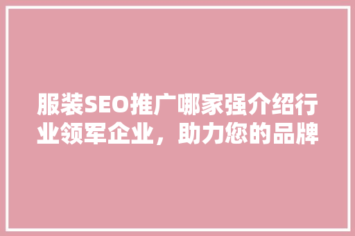 服装SEO推广哪家强介绍行业领军企业，助力您的品牌腾飞！