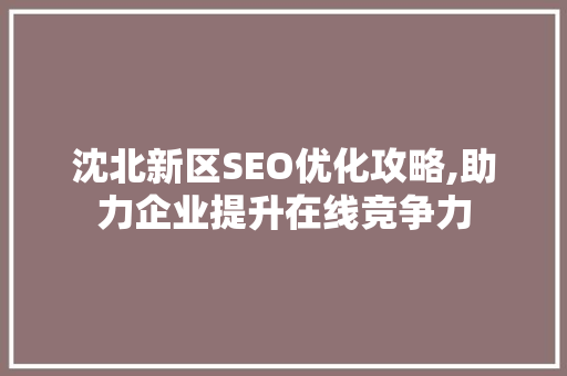 沈北新区SEO优化攻略,助力企业提升在线竞争力