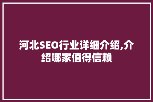 河北SEO行业详细介绍,介绍哪家值得信赖
