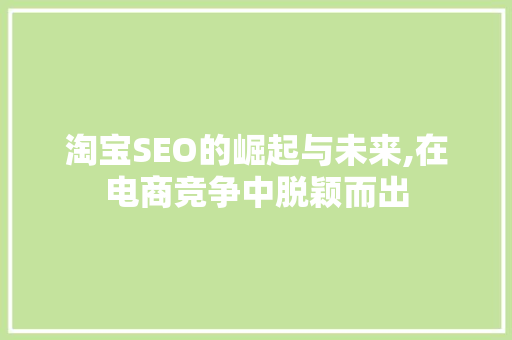 淘宝SEO的崛起与未来,在电商竞争中脱颖而出  第1张