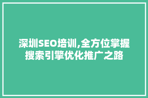 深圳SEO培训,全方位掌握搜索引擎优化推广之路