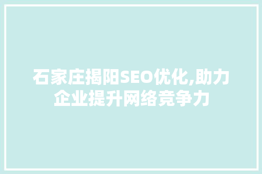 石家庄揭阳SEO优化,助力企业提升网络竞争力