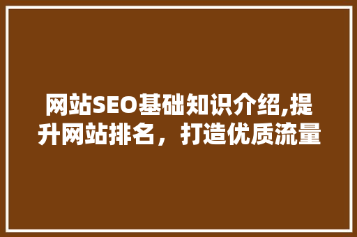 网站SEO基础知识介绍,提升网站排名，打造优质流量入口