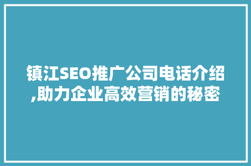 镇江SEO推广公司电话介绍,助力企业高效营销的秘密武器