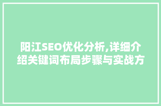 阳江SEO优化分析,详细介绍关键词布局步骤与实战方法