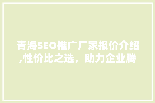 青海SEO推广厂家报价介绍,性价比之选，助力企业腾飞