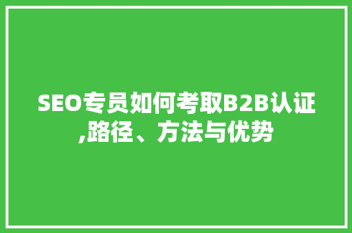 SEO专员如何考取B2B认证,路径、方法与优势