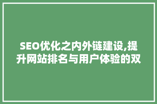 SEO优化之内外链建设,提升网站排名与用户体验的双重步骤