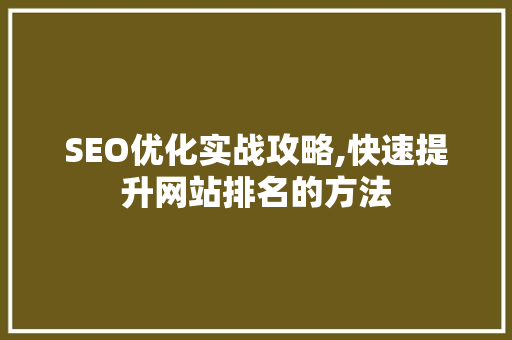 SEO优化实战攻略,快速提升网站排名的方法