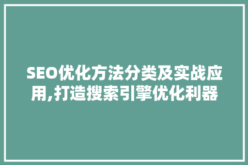 SEO优化方法分类及实战应用,打造搜索引擎优化利器
