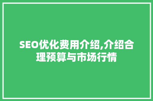 SEO优化费用介绍,介绍合理预算与市场行情