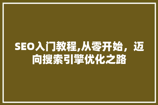 SEO入门教程,从零开始，迈向搜索引擎优化之路  第1张