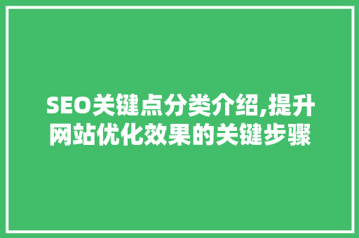 SEO关键点分类介绍,提升网站优化效果的关键步骤
