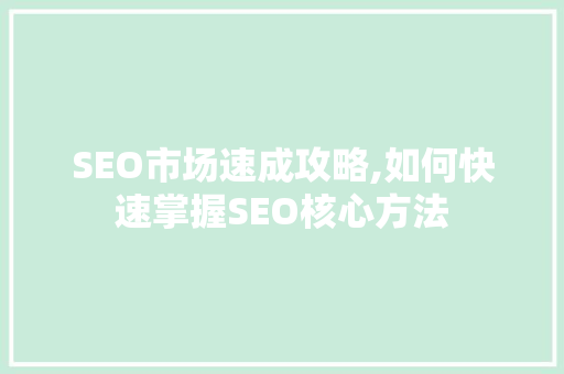 SEO市场速成攻略,如何快速掌握SEO核心方法