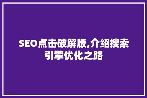 SEO点击破解版,介绍搜索引擎优化之路
