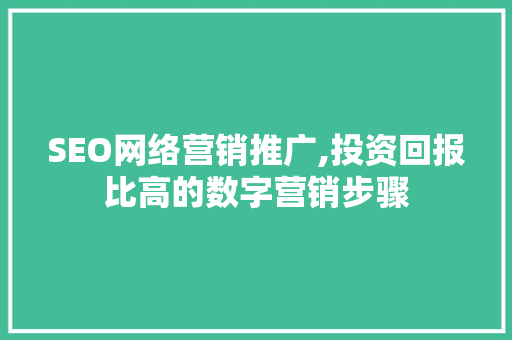 SEO网络营销推广,投资回报比高的数字营销步骤