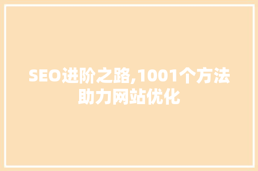 SEO进阶之路,1001个方法助力网站优化