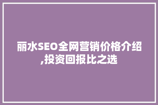 丽水SEO全网营销价格介绍,投资回报比之选