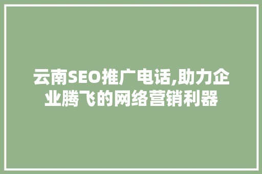 云南SEO推广电话,助力企业腾飞的网络营销利器