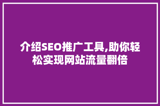 介绍SEO推广工具,助你轻松实现网站流量翻倍