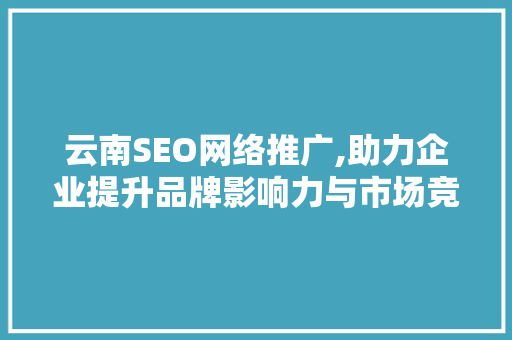 云南SEO网络推广,助力企业提升品牌影响力与市场竞争力