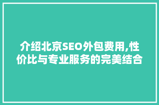 介绍北京SEO外包费用,性价比与专业服务的完美结合