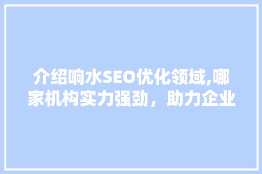 介绍响水SEO优化领域,哪家机构实力强劲，助力企业高效提升网络知名度