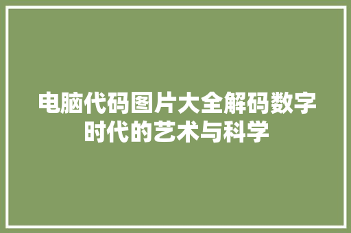 电脑代码图片大全解码数字时代的艺术与科学