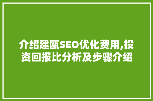 介绍建瓯SEO优化费用,投资回报比分析及步骤介绍