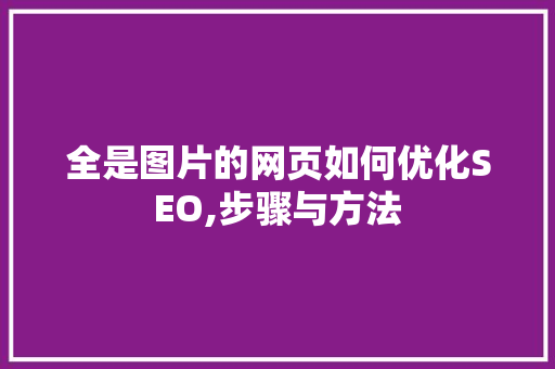 全是图片的网页如何优化SEO,步骤与方法