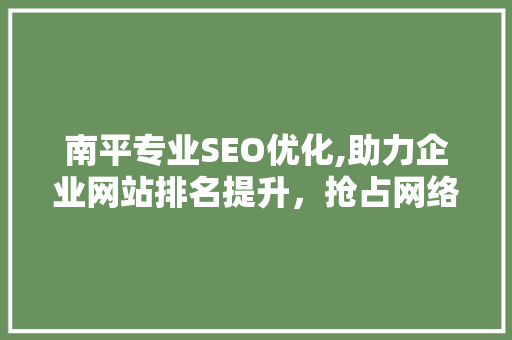 南平专业SEO优化,助力企业网站排名提升，抢占网络市场先机