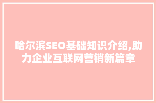 哈尔滨SEO基础知识介绍,助力企业互联网营销新篇章