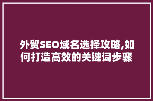 外贸SEO域名选择攻略,如何打造高效的关键词步骤
