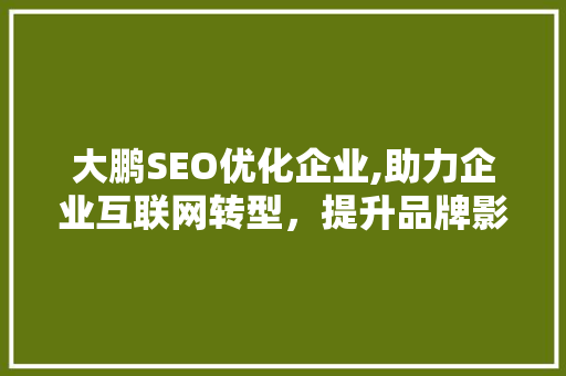 大鹏SEO优化企业,助力企业互联网转型，提升品牌影响力