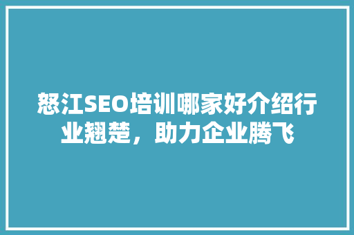 怒江SEO培训哪家好介绍行业翘楚，助力企业腾飞