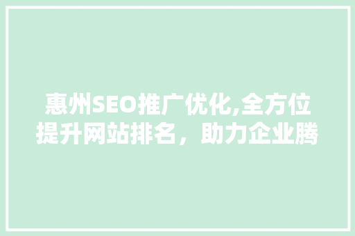 惠州SEO推广优化,全方位提升网站排名，助力企业腾飞