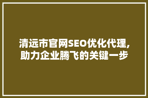 清远市官网SEO优化代理,助力企业腾飞的关键一步