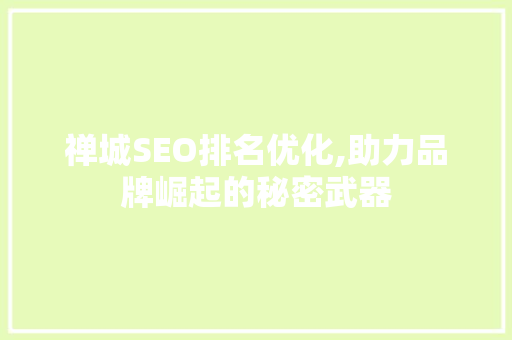 禅城SEO排名优化,助力品牌崛起的秘密武器