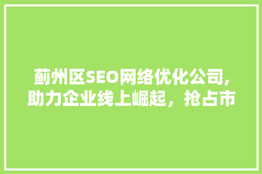 蓟州区SEO网络优化公司,助力企业线上崛起，抢占市场先机