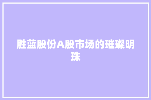 胜蓝股份A股市场的璀璨明珠