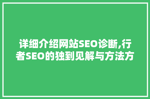 详细介绍网站SEO诊断,行者SEO的独到见解与方法方法