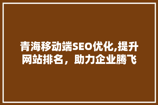 青海移动端SEO优化,提升网站排名，助力企业腾飞