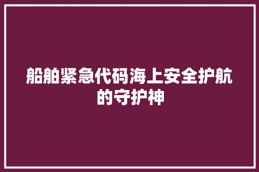 船舶紧急代码海上安全护航的守护神