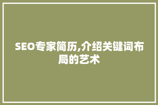SEO专家简历,介绍关键词布局的艺术  第1张
