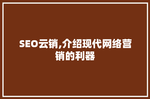 SEO云销,介绍现代网络营销的利器
