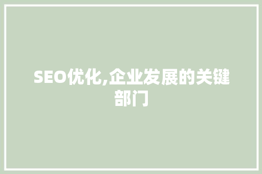 SEO优化,企业发展的关键部门
