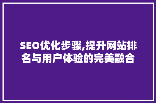 SEO优化步骤,提升网站排名与用户体验的完美融合