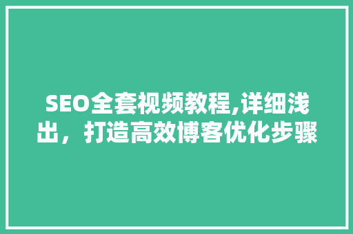 SEO全套视频教程,详细浅出，打造高效博客优化步骤