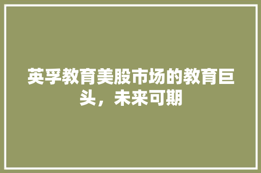 英孚教育美股市场的教育巨头，未来可期